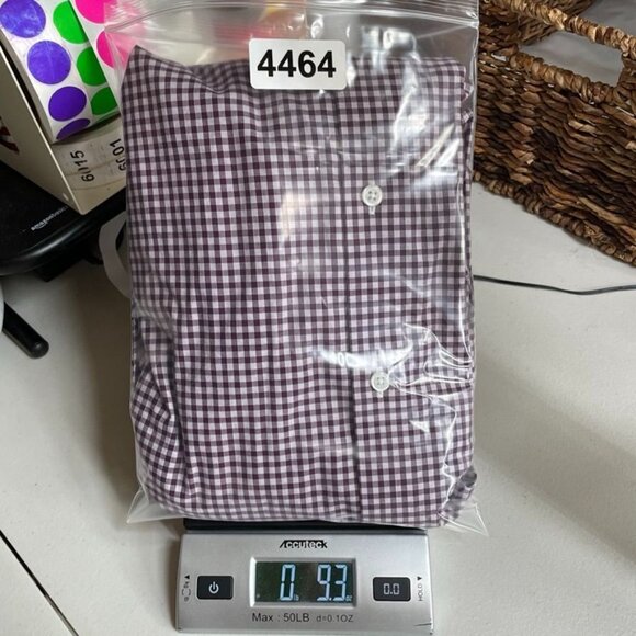 Banana Republic Button Front Shirt Mens Large Red White Gingham Plaid Cotton - Picture 7 of 8